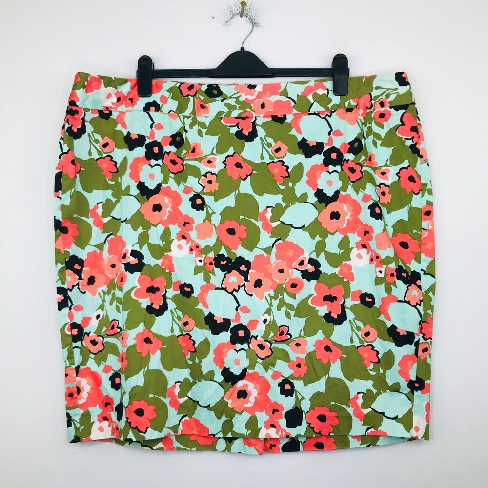Lane Bryant Women's 26 Skirt Multicolor Floral Knee Length Split Back Pencil BJ9